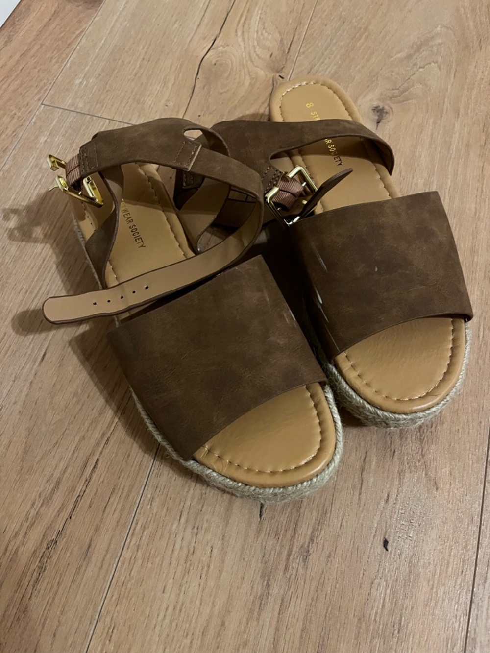 Urban Planet Brown Suede Espadrille Sandal with Ankle Strap